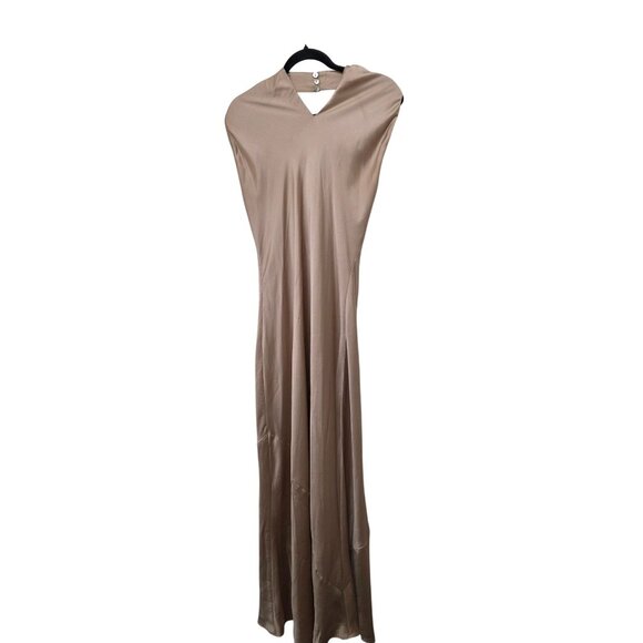 Show Me Your Mumu Champagne Satin Maxi Elegant Formal Dress Open Back Sleeveless - Picture 1 of 8